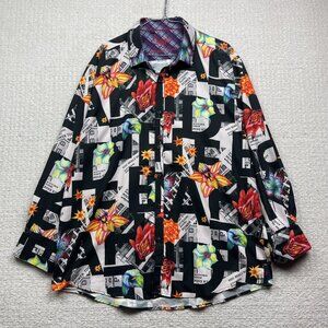 Sugar That Shirt Is Sweet Abstract Floral AOP Colorful Button Up Shirt Men XXL